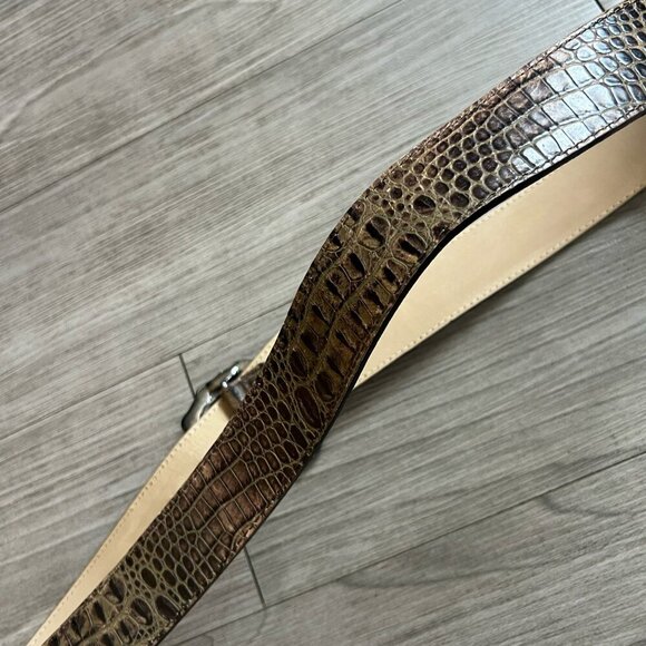 Chunky Italian Leather Brown Bedazzled Buckle Boho Belt Donald J Pliner Size XL - Picture 5 of 6